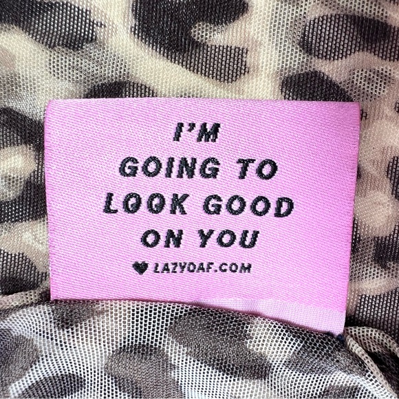 Lazy Oaf G.E.M Sheer Leopard Top with Pink
Faux Fur Trim Size XS - Picture 7 of 7